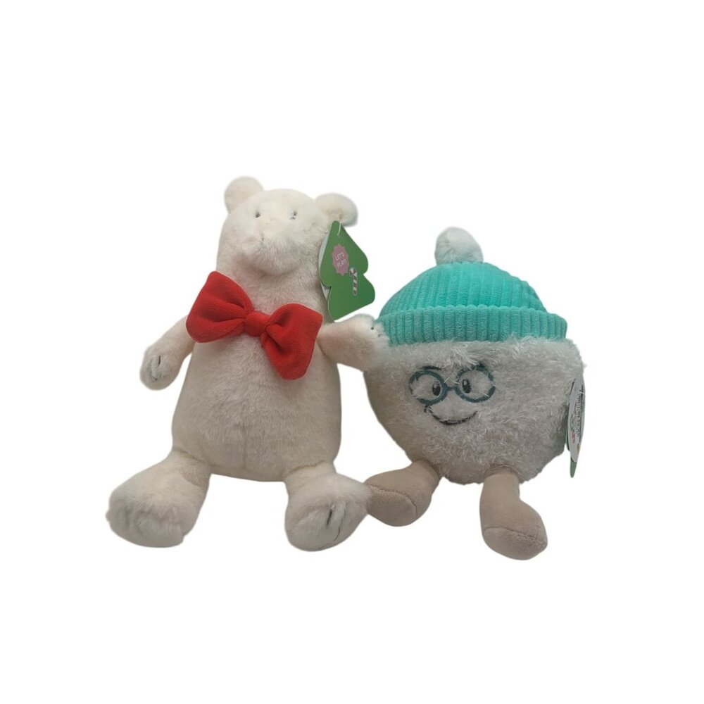 Adore Plush Christmas Teddy & Snowball Toy Set